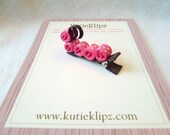 SPRING SALE...Speckled Pink Caterpiller Hair Clip, Hair Bow, Hair Accessory, Ribbon Sculpture
