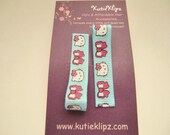 SPRING SALE - Everyday Turquoise Blue and Hot Pink M2M Hello Kitty Printed Hair Clips -  Hair Accessory, Party Favor