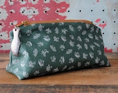 Nautical Zip Pouch w/ Vintage Fishing Lure Zipper Pull / Vintage Printed Cotton Fabric with Fishing Lures