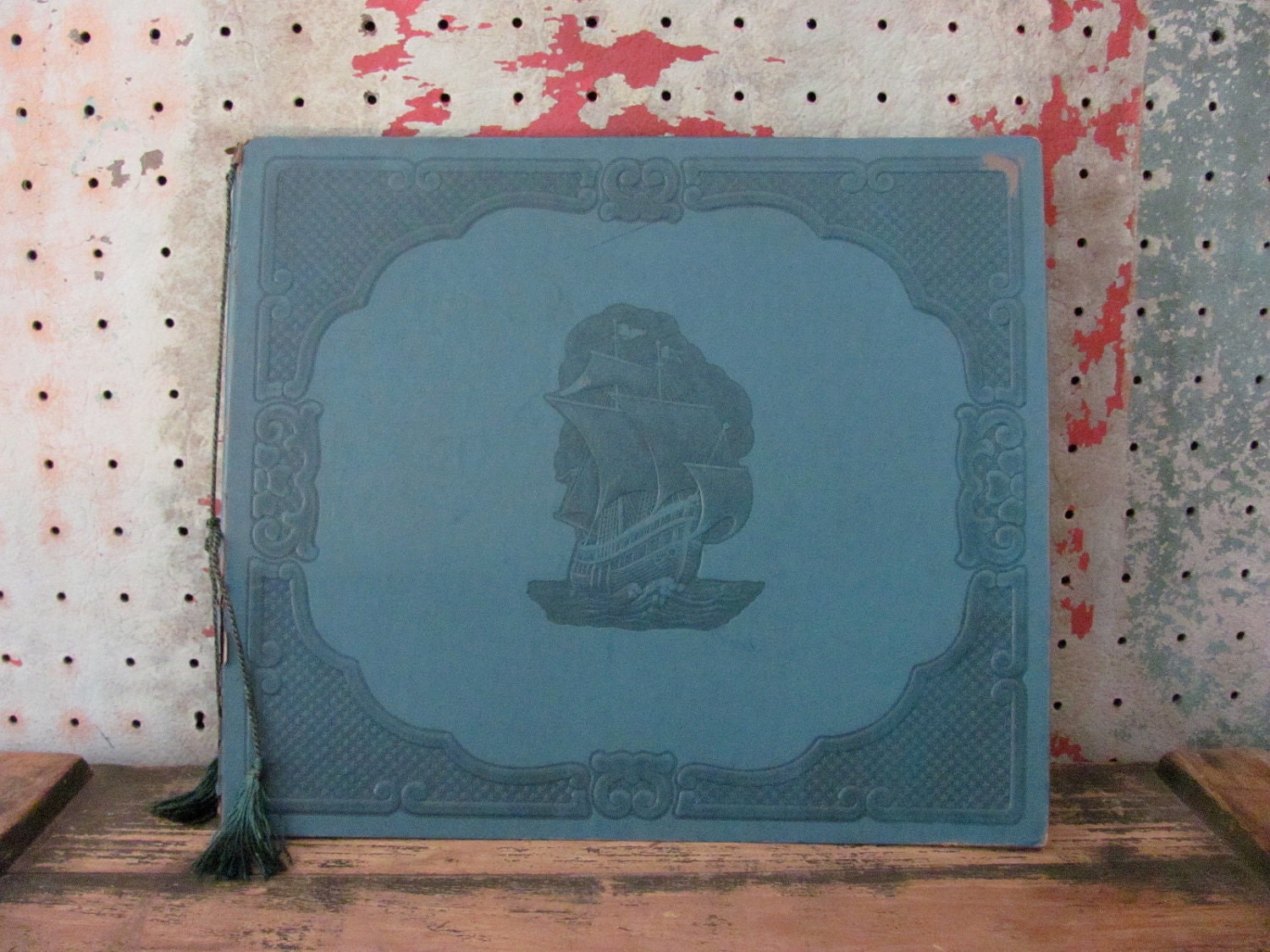 antique tall ship album or scrapbook