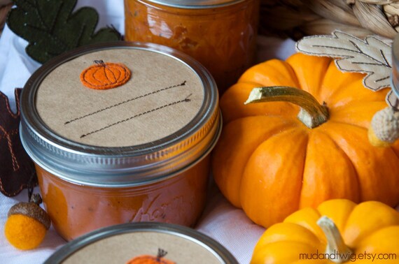 Fall Harvest Canning Labels - pumpkin - 12pc - regular or wide-mouth