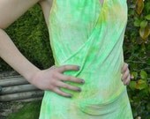 Figure skating dress - Halter style tie dyed green and yellow velvet