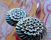 Sterling silver dahlia earrings with hook (victorian look)