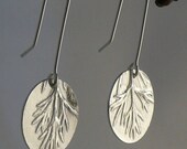 Sterling Silver Botanical Texture Earrings, sterling silver shepherd hooks