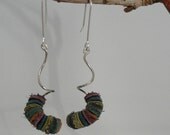 Upcycled Suede Earrings, Sterling Silver, leather multi coloured
