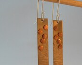 Bronze and Copper Riveted Dangle Sterling Silver Earrings, Handmade by Susan Lee Studios, Newfoundland, Canada