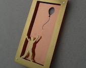 Balloon Floats Away from Child, Boy, Kid, Person, Silouette, Copper, Brass, Riveted Necklace