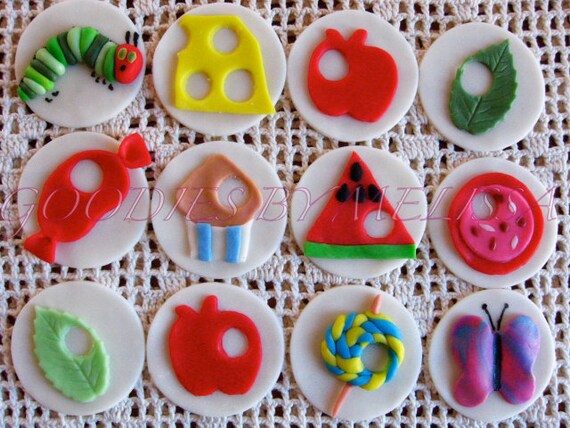 12pc fondant Hungry Caterpillar cupcake toppers(EDIBLE) Il_570xn