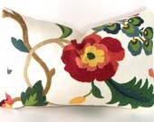 Last One - Decorative Designer Lumbar Pillow Cover - 12x18 or 12x20 inches - red - orange - yellow - light and dark green and ivory
