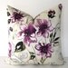 Sale - Both Sides - 18x18 or 20x20 inch Floral Pillow Cover - Plum - Purple - Ivory - Dark Green - Black