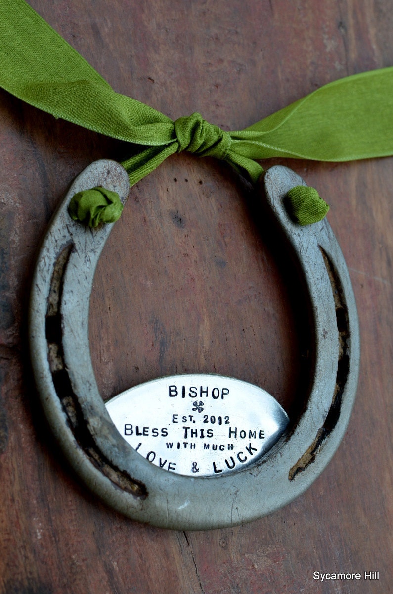 CUSTOM Shamrock Love and Luck Horseshoe - Traditional Symbol of Good Luck Handmade Original by Sycamore Hill