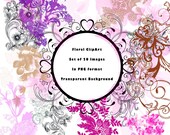 Floral Clip Art Vintage Wedding Floral Elements Digital Scrapbooking flowers Instant Download Wedding frame Pink Purple Flowers Images L701 Il_170x135