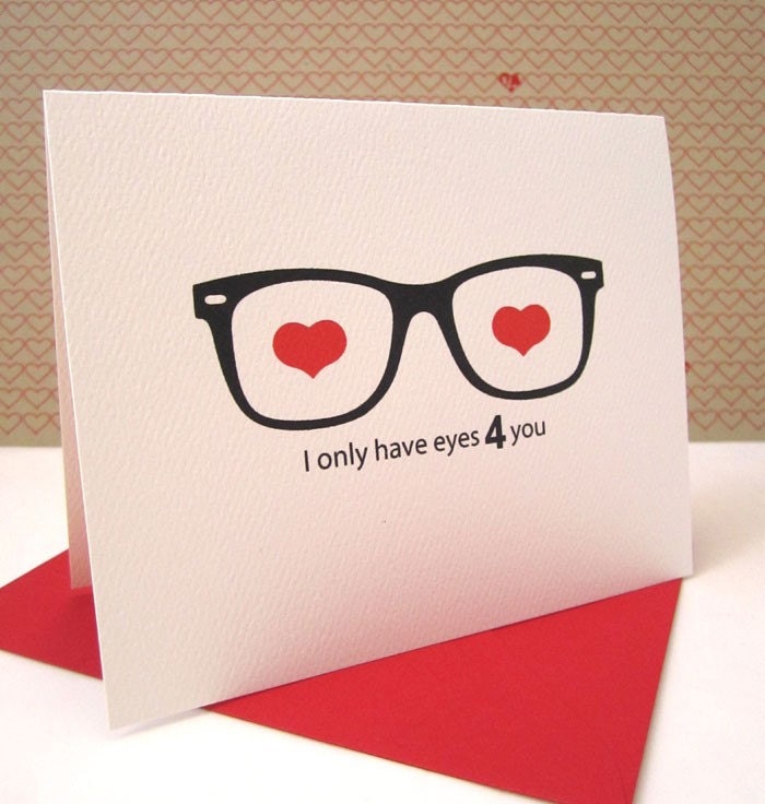 Love Card Anniversary Geek Glasses Blank Recycled Paper A2 "I Only Have Eyes 4 you"