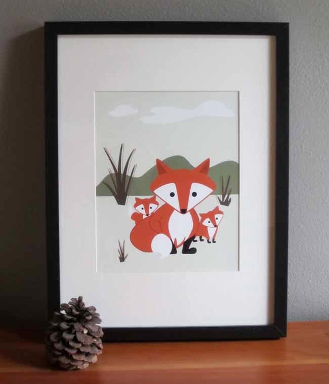 Forest Art Print - Wall Art - Kids Art - Fox Art Print - Nursery Art - Foxy Mama