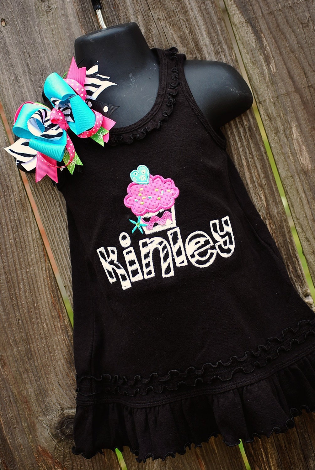 Funky Zebra Cupcake dress Personalized for 1st 2nd 3rd 4th 5th Birthday