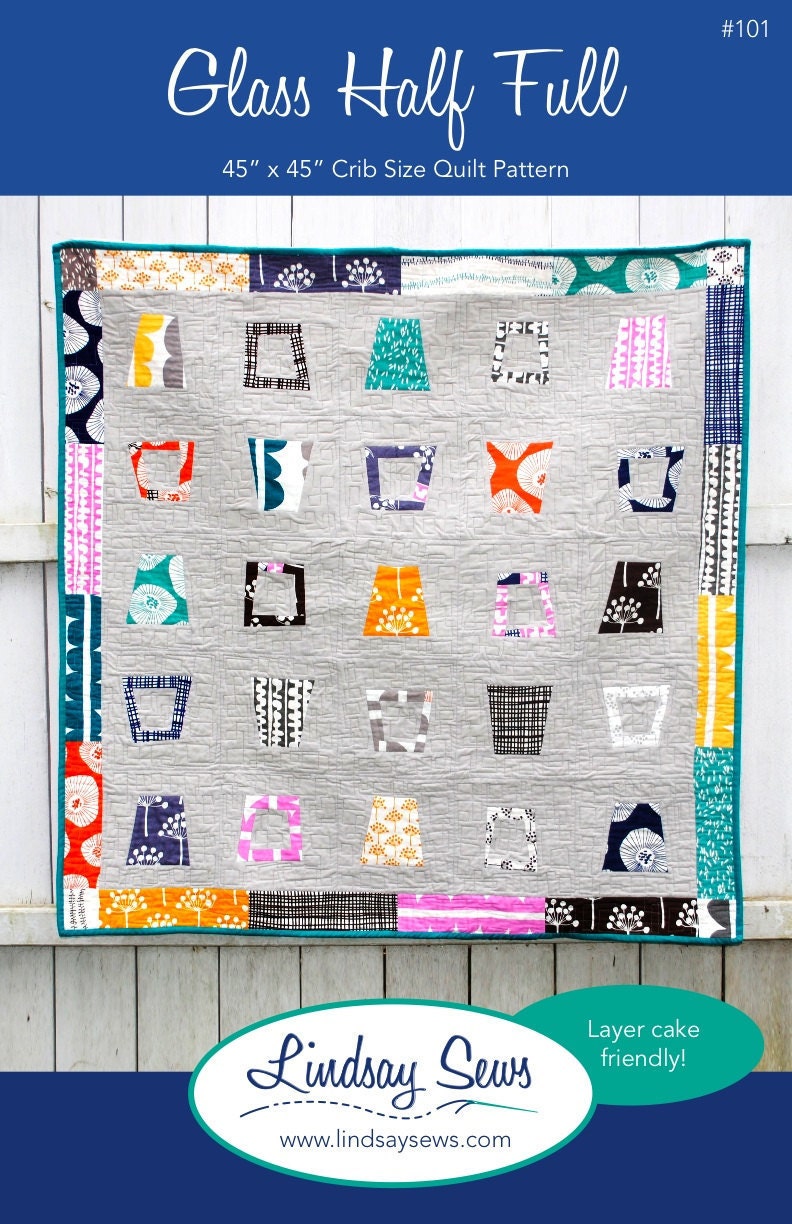 PDF Pattern Download, Glass Half Full Quilt - Baby, Crib Size
