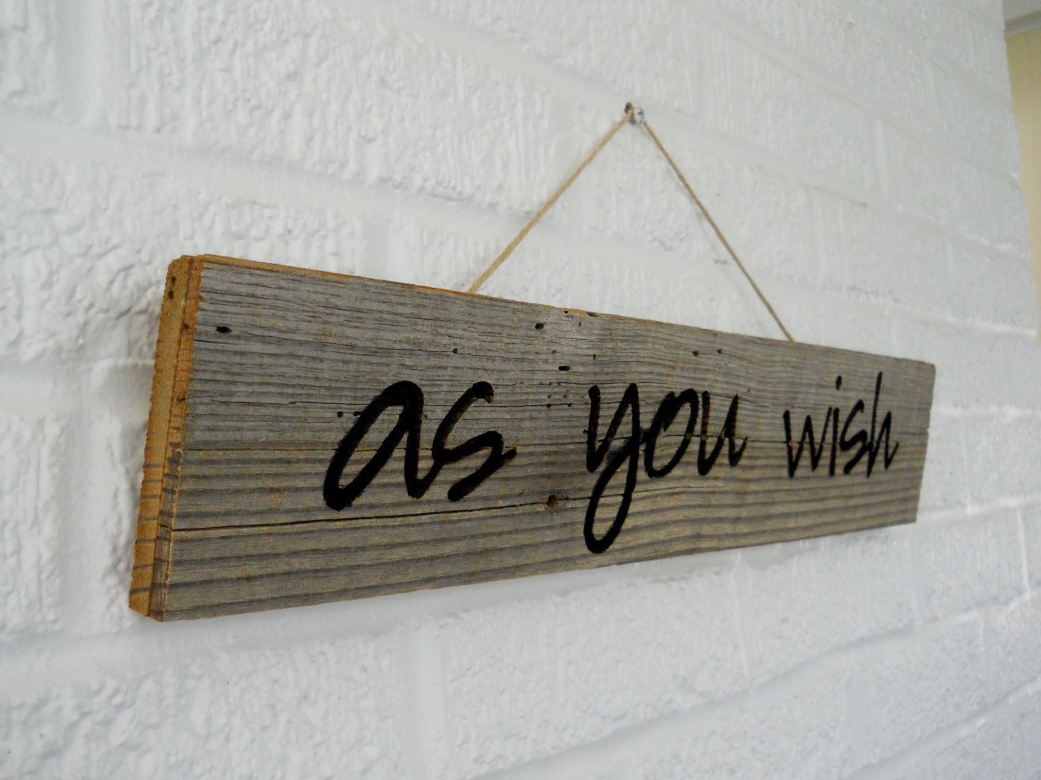 Wooden Barn Board Sign AS YOU WISH in Fun Script Font Wall Hanging