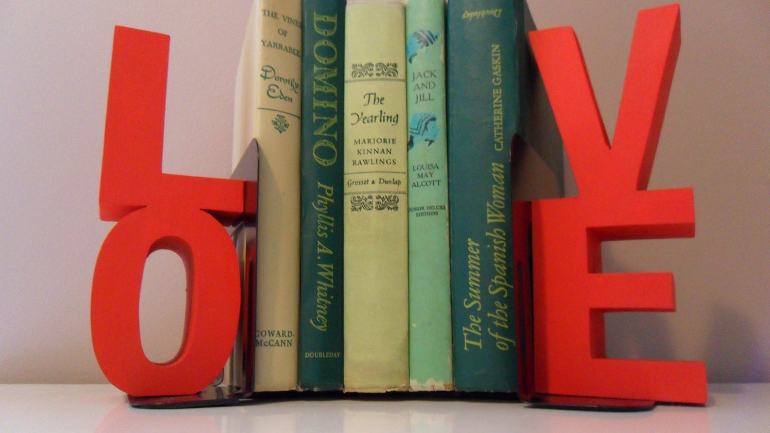 Wooden LOVE Bookends - Great Home or Office Decor - Two Inch Deep Chunky Letters