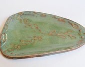 Handmade Handbuilt Ceramic Pottery Plate Serving Olive Tray Cheese Dish Sushi Plate Tapas Appetizer Green READY TO SHIP