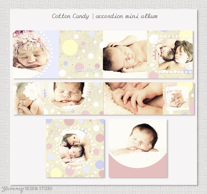 Cotton Candy - 3x3 Mini Accordion Album PSD Template Design