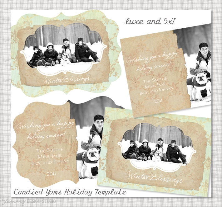 Candied Yams - 5x7 Horizontal Postcard Christmas Holiday Card LUXE BOUTIQUE PSD Template Design