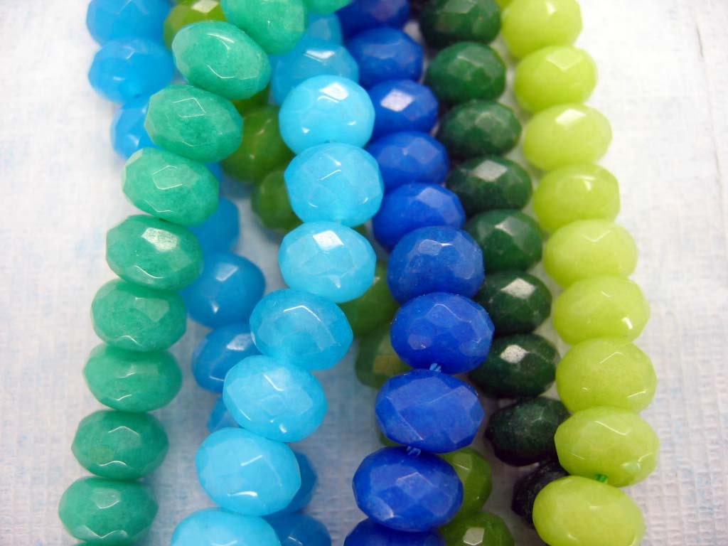 Full Strand Colorful Jade Faceted Rondelle Beads 9x7mm