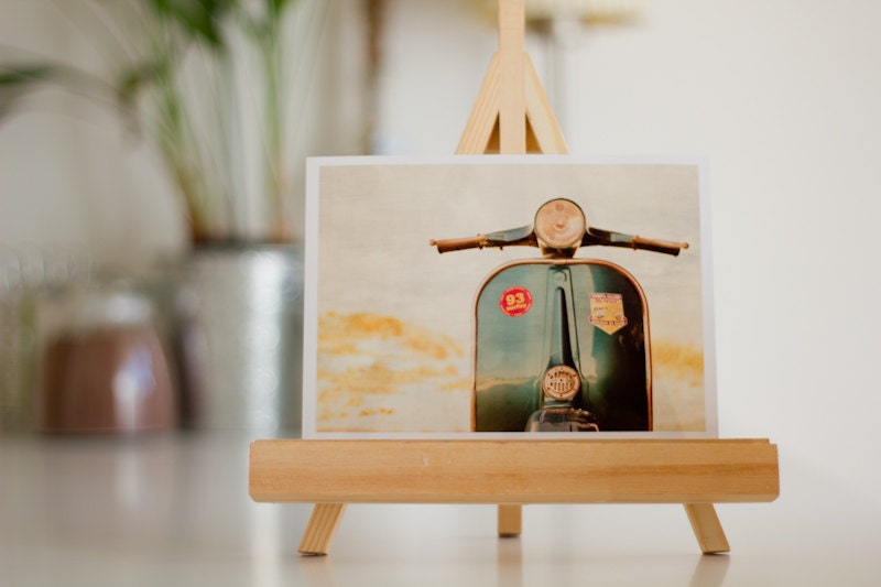 Vespa Photography, Vintage Style, Blue Vespa, Modern Art, Wall Decor, Boys Room Decor - Blue Summer Style