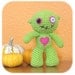 zombie crochet plush doll in lime green cotton stuffed handmade amigurumi