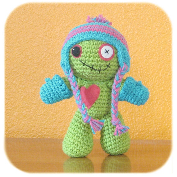 winter hat and gloves zombie plush costume crochet cotton ready to ship