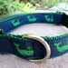 1" Dog Collar Adj. Quick Release - Green Whales - Sm, Med or Lge /Or add Martingale upgrade