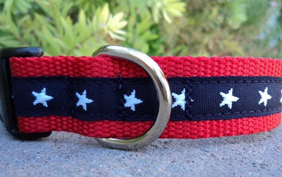 Dog Collar - American Stars - 1 Inch Quick Snap