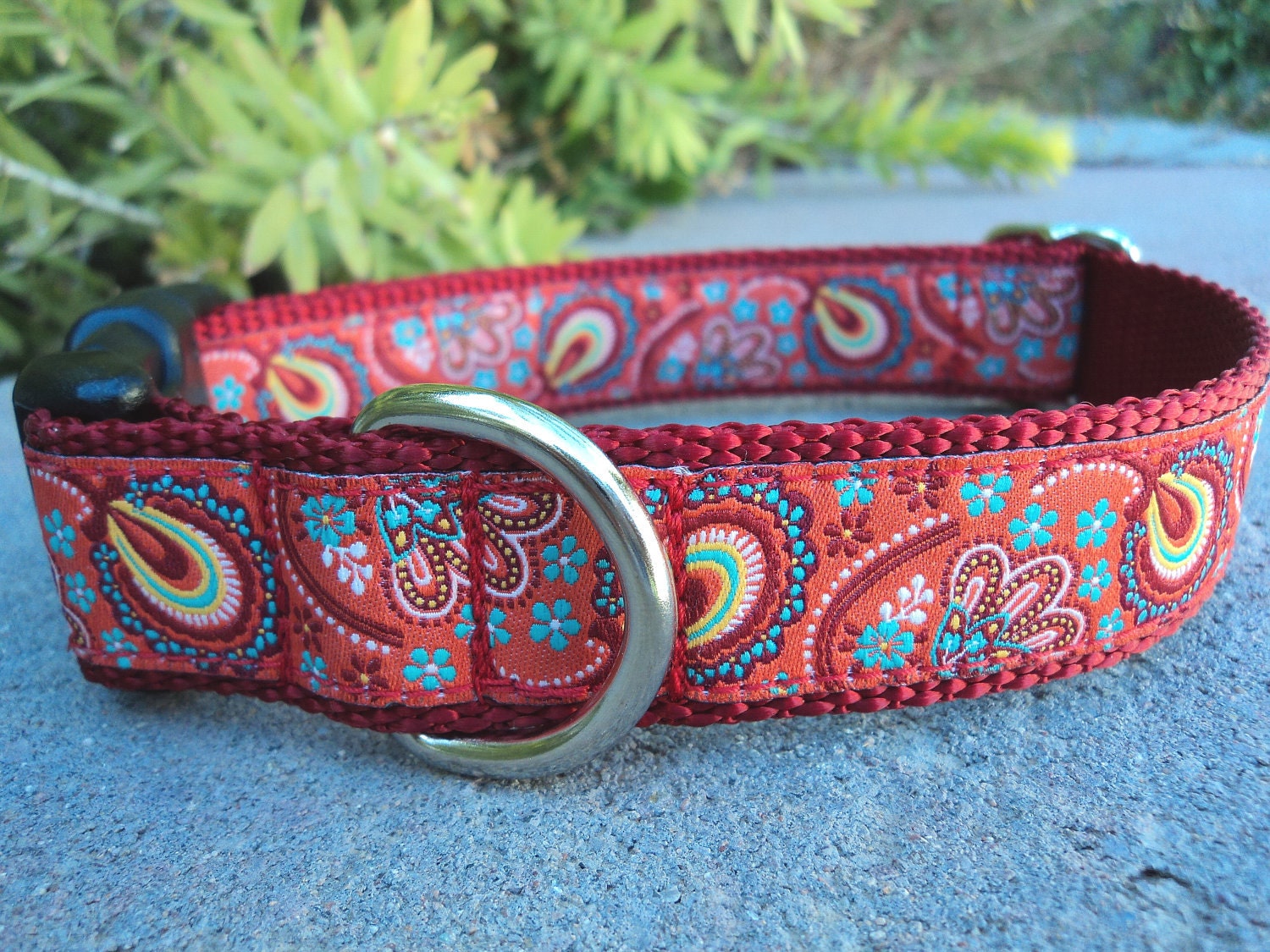 Peacock Paisley Dog Collar - 1" Adjustable - Custom, Small, Medium or Large Sizes img
