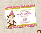 PRINTABLE Girl Monkey Party Invitations Il_170x135