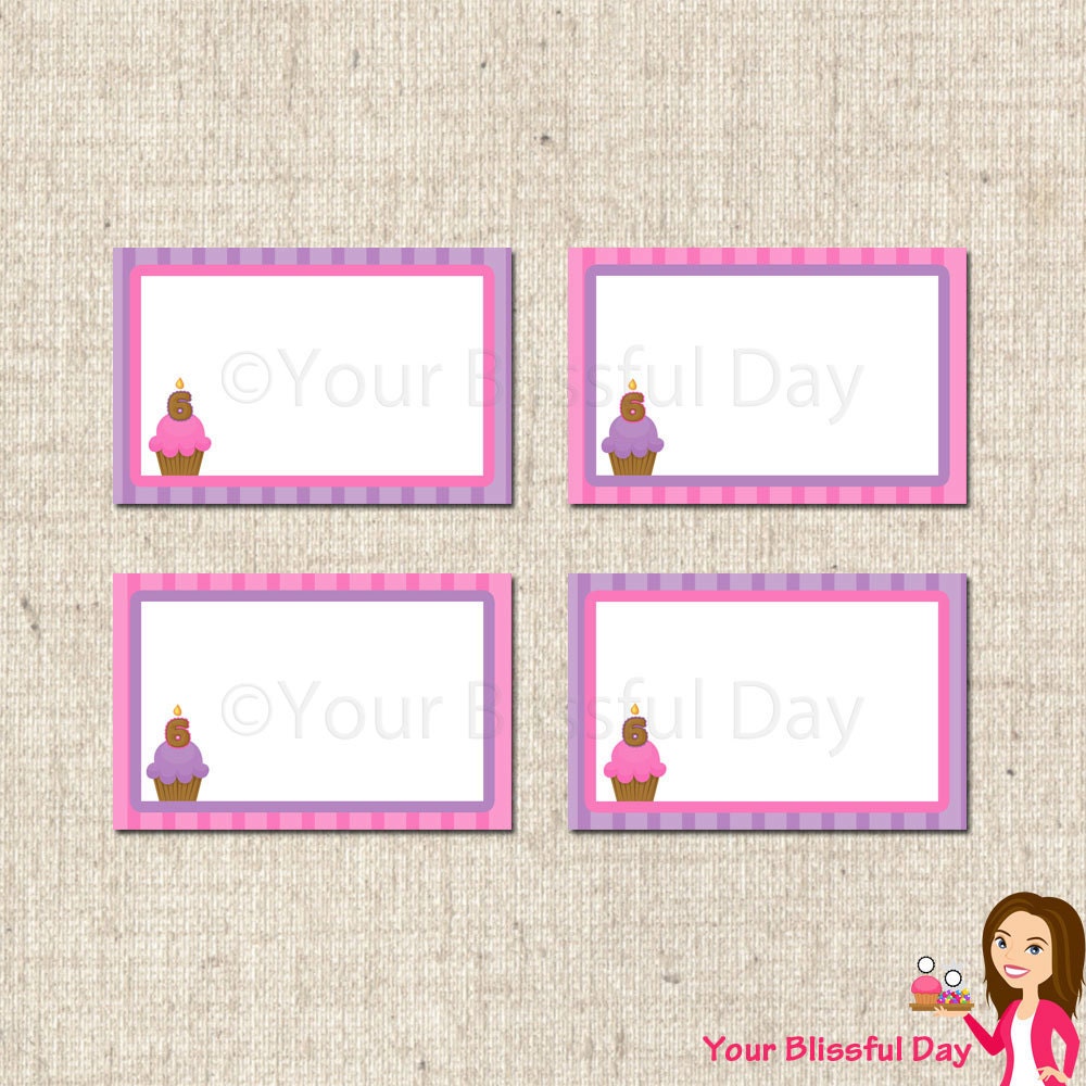 PRINTABLE Bright Cupcake Party Label Tents (Customizable) Il_570xn