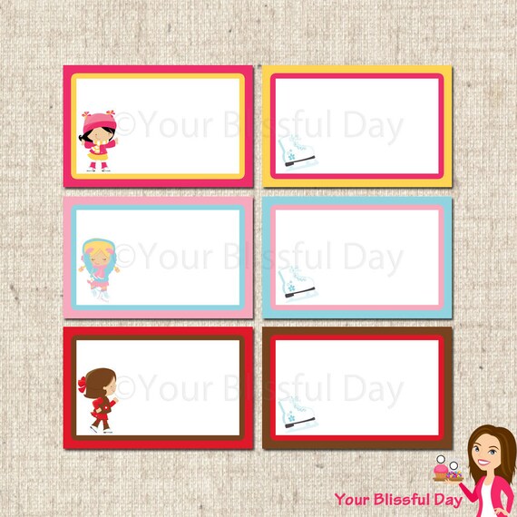 PRINTABLE Girl Ice Skating Label Tents Il_570xn