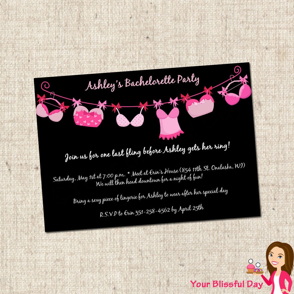 PRINTABLE Bra-line Bachelorette Party Invitations Il_570xn