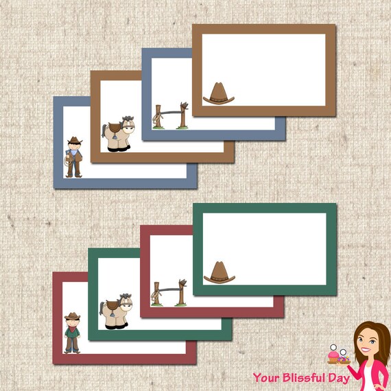 PRINTABLE Cowboy Label Tents Il_570xn