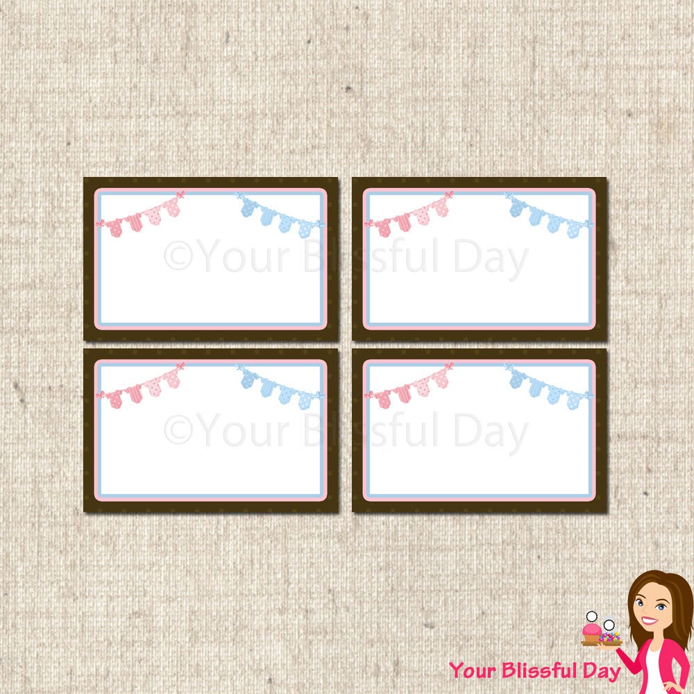 PRINTABLE TWINS Onesie Clothesline Baby Shower Label Tents Il_570xn