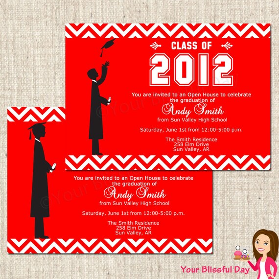 PRINTABLE Male Graduation Party Invitations (Color of your choice) Il_570xn
