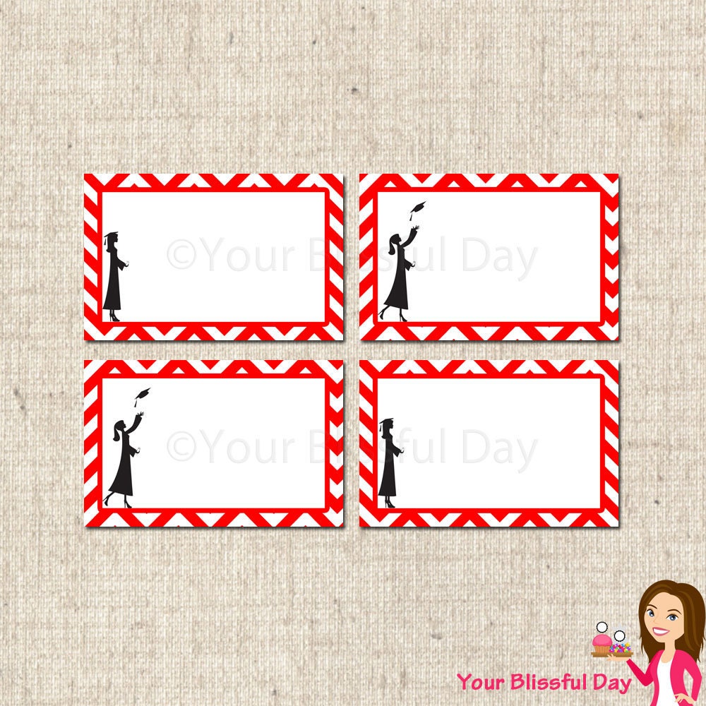 PRINTABLE Female Graduation Party Label Tents (Color of your choice) Il_570xn