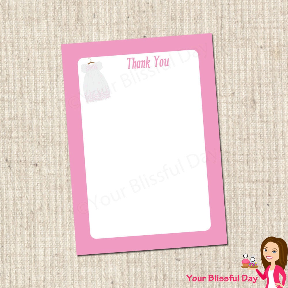 PRINTABLE Baby Girl Christening/Baptism Party Thank You Cards Il_570xn