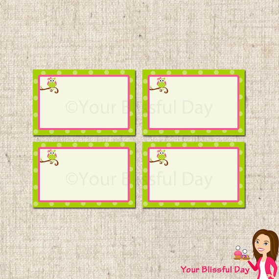 PRINTABLE Girl Owl Party Label Tents Il_570xn