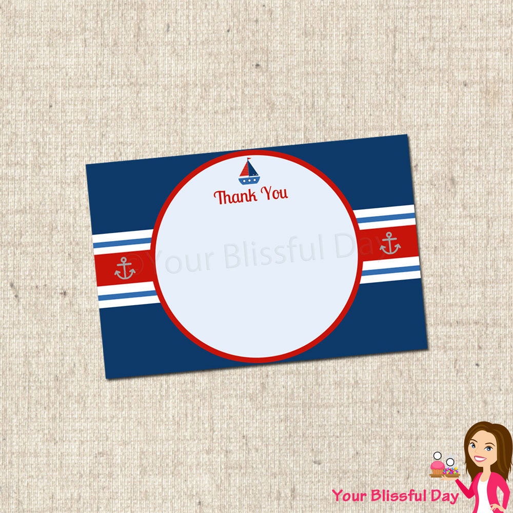 PRINTABLE Nautical Baby Shower Thank You Cards Il_570xn