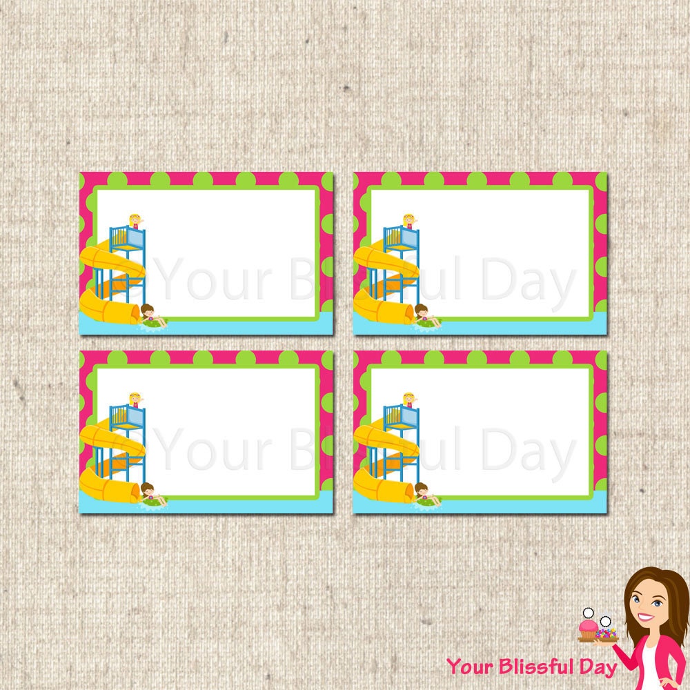 PRINTABLE Girl Waterpark Label Tents Il_570xn