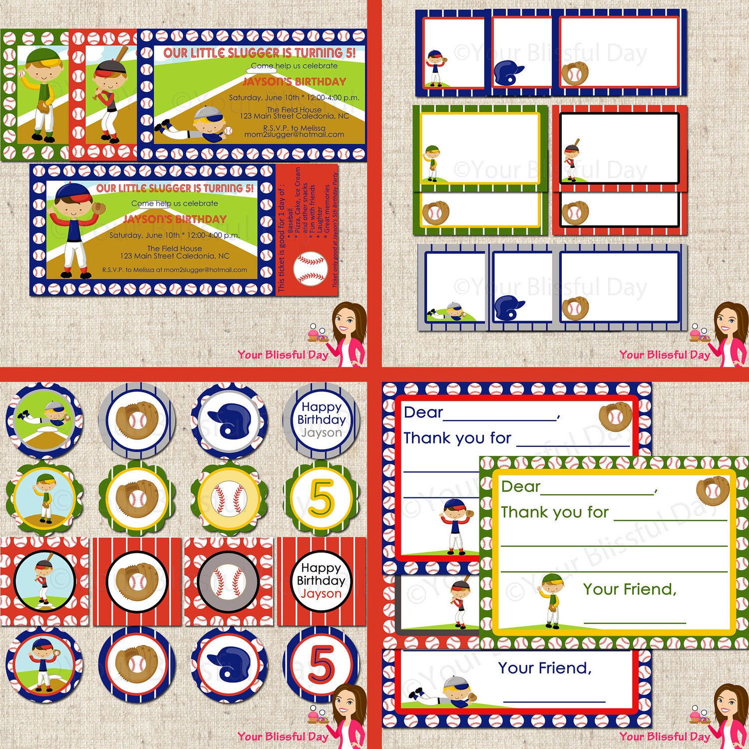 PRINTABLE Boy Baseball Party Label Tents