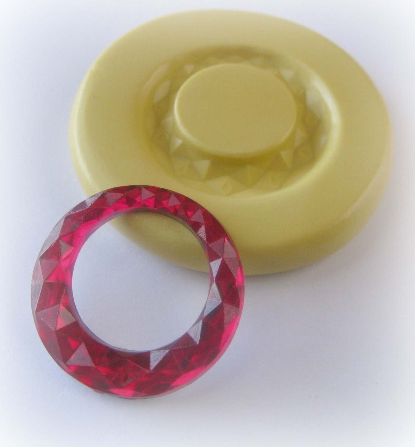 Retro Circle Mould Faceted Round Jewelry PMC Clay Resin Mold