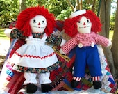 Classic Raggedy Ann and Raggedy Andy doll measuring 24 inches