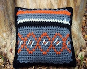 Autumn  colored decorative crocheted pillow sham with insert