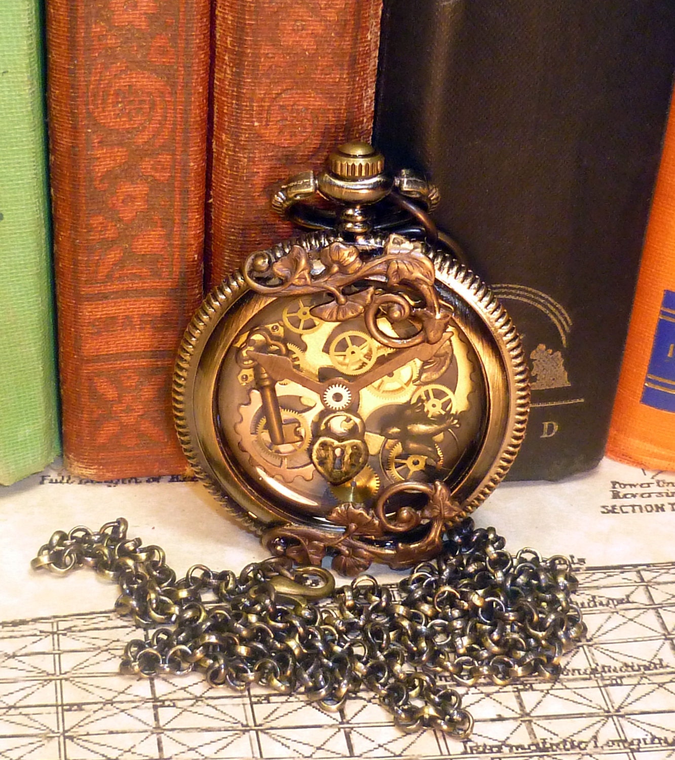 Steampunk Captain Vintage pocket watch pendant PW034