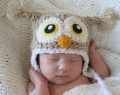 Crochet Tan Owl Hat (Newborn)
